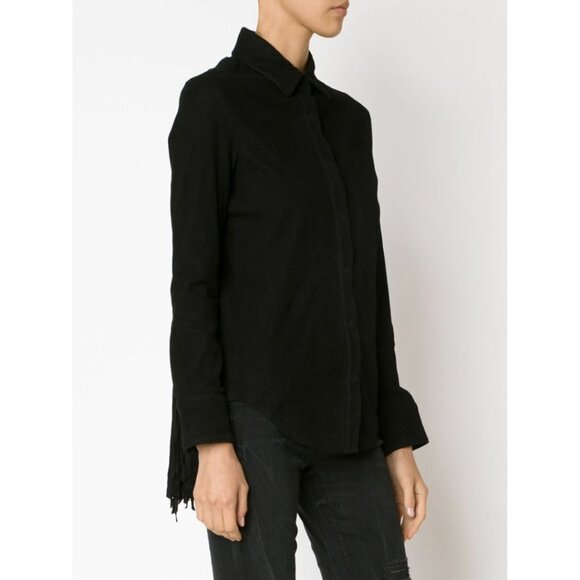 RTA Suede Shirt Jacket Womens Small Black Fringe Leather Snap Front Slim Fit - Picture 8 of 11